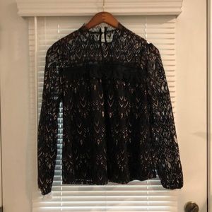 Peacock lace black blouse